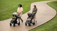 mothers walking with their babies in baby strollers
