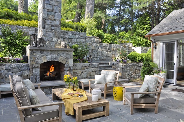 outdoor furniture next to fire pit