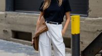 woman in white pants and black ladies’ short sleeve top